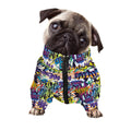 Graffiti Text Pattern Print Dog Zip Up Jacket
