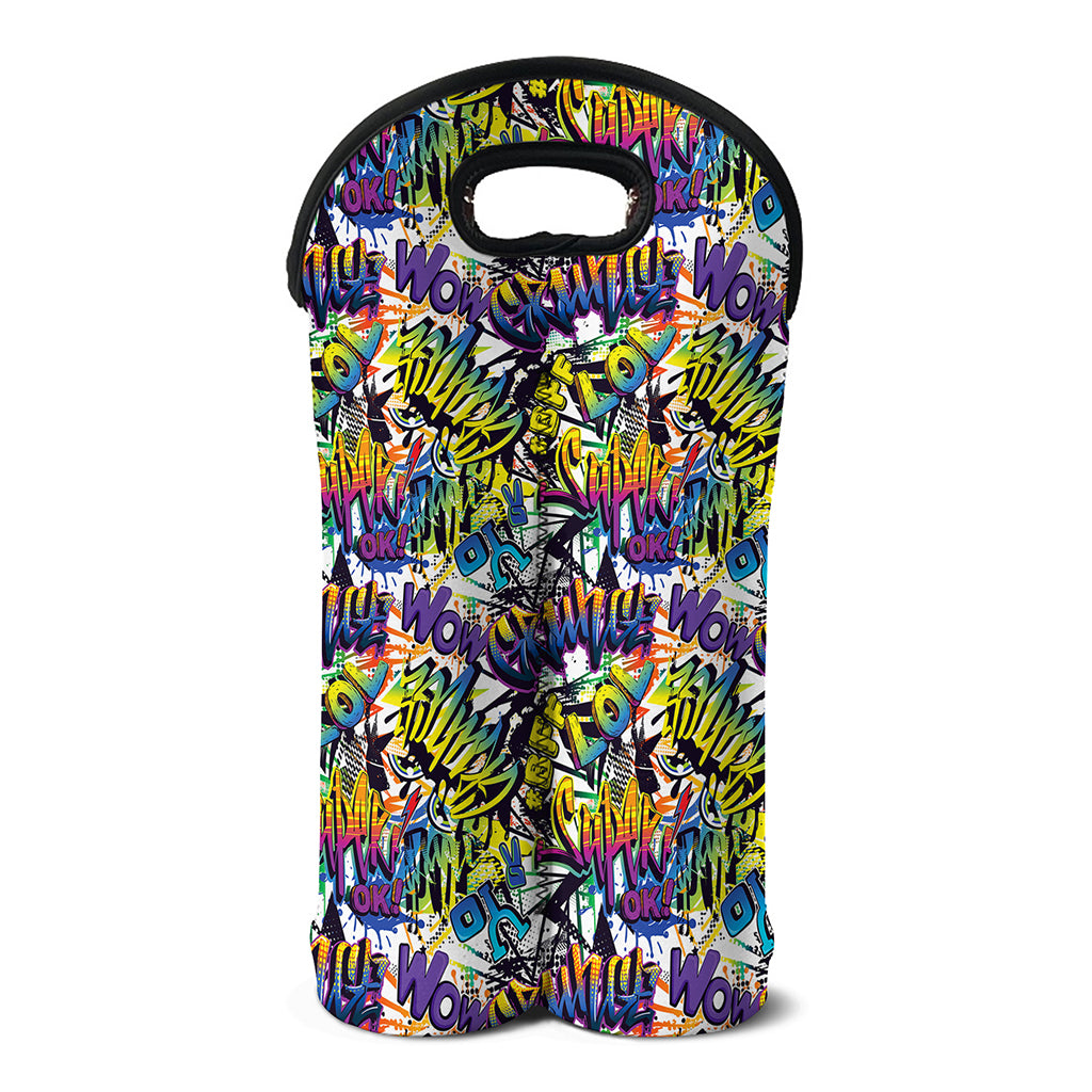 Graffiti Text Pattern Print Double Neoprene Wine Tote