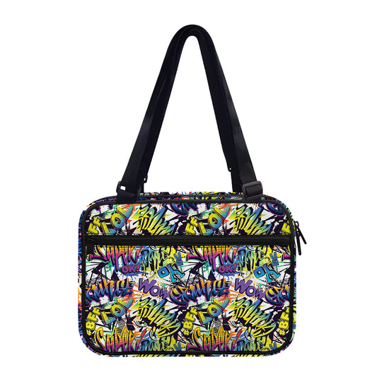 Graffiti Text Pattern Print Double Strap Bible Bag
