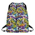 Graffiti Text Pattern Print Drawstring Backpack