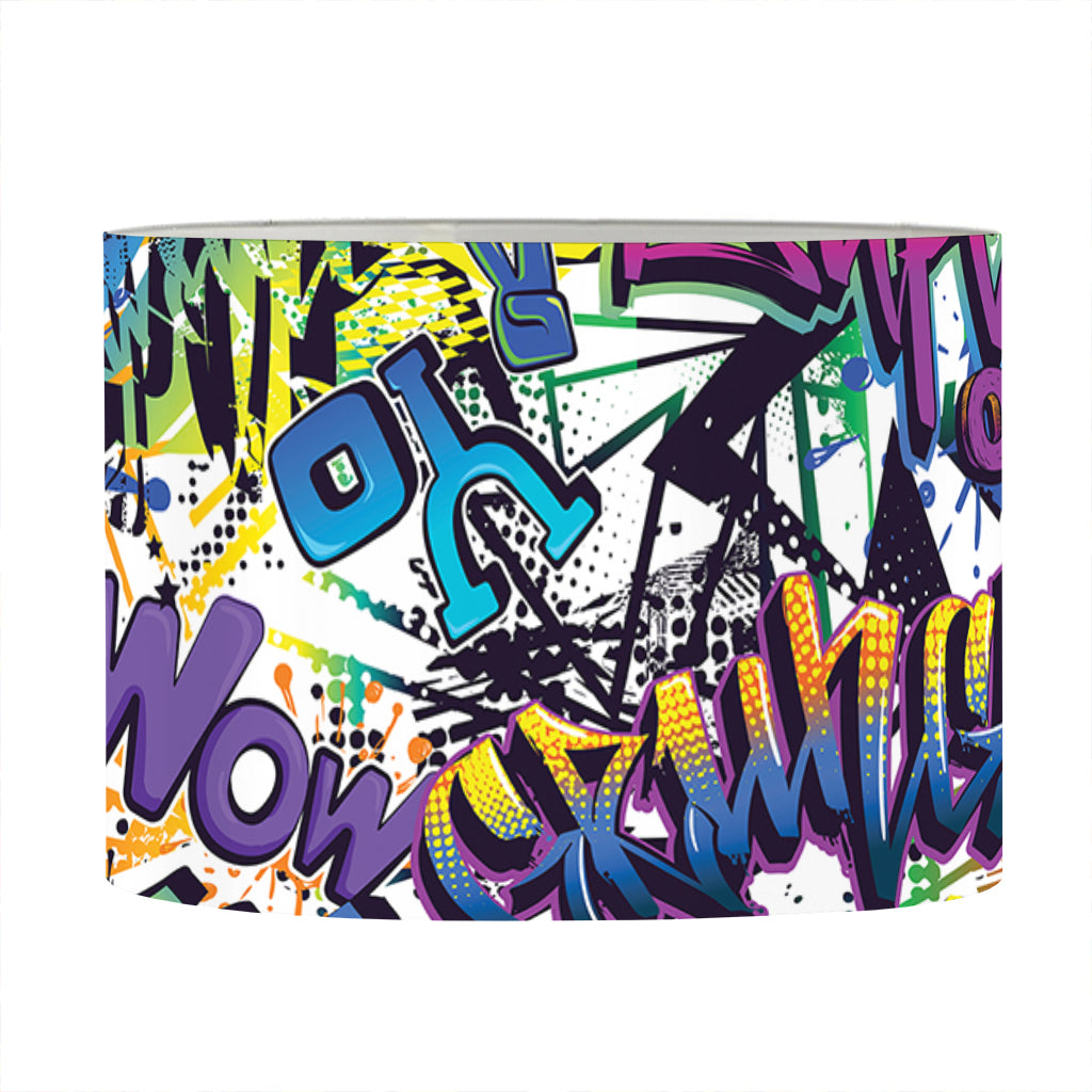 Graffiti Text Pattern Print Drum Lamp Shade