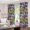 Graffiti Text Pattern Print Extra Wide Grommet Curtains