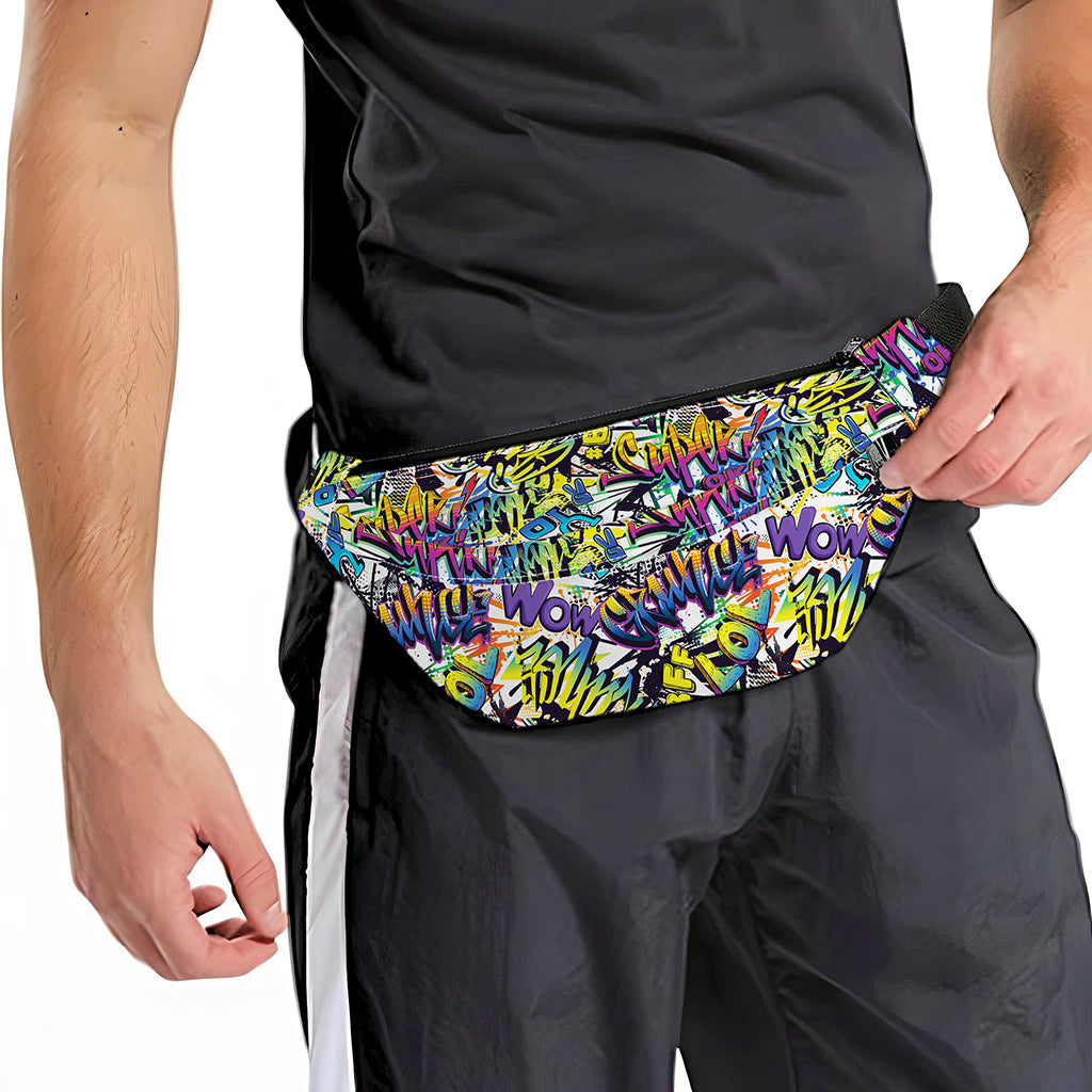 Graffiti Text Pattern Print Fanny Pack