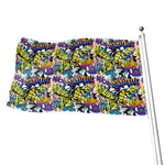 Graffiti Text Pattern Print Flag