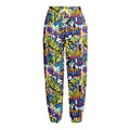 Graffiti Text Pattern Print Fleece Lined Knit Pants