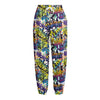 Graffiti Text Pattern Print Fleece Lined Knit Pants