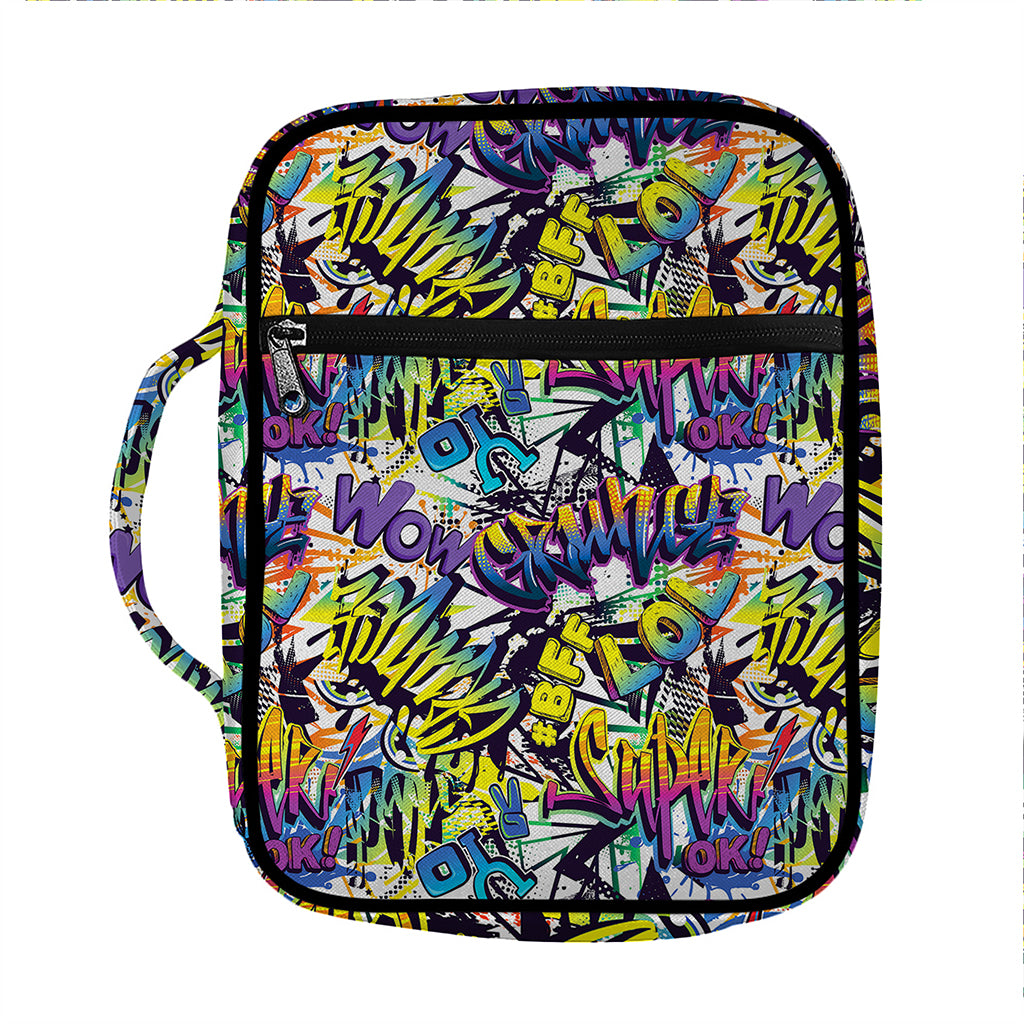 Graffiti Text Pattern Print Front Pocket Bible Bag