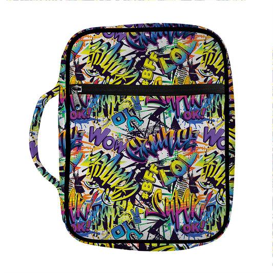 Graffiti Text Pattern Print Front Pocket Bible Bag