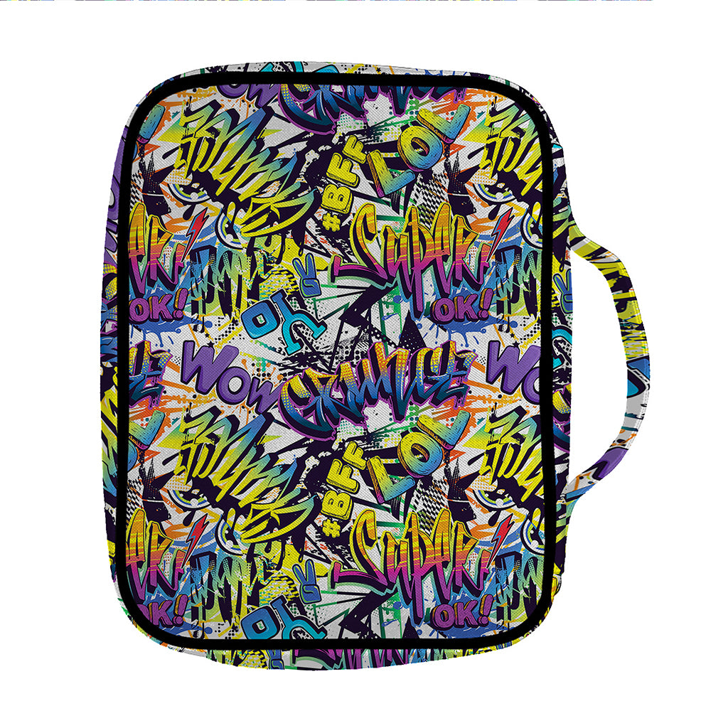Graffiti Text Pattern Print Front Pocket Bible Bag