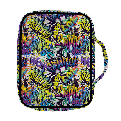 Graffiti Text Pattern Print Front Pocket Bible Bag