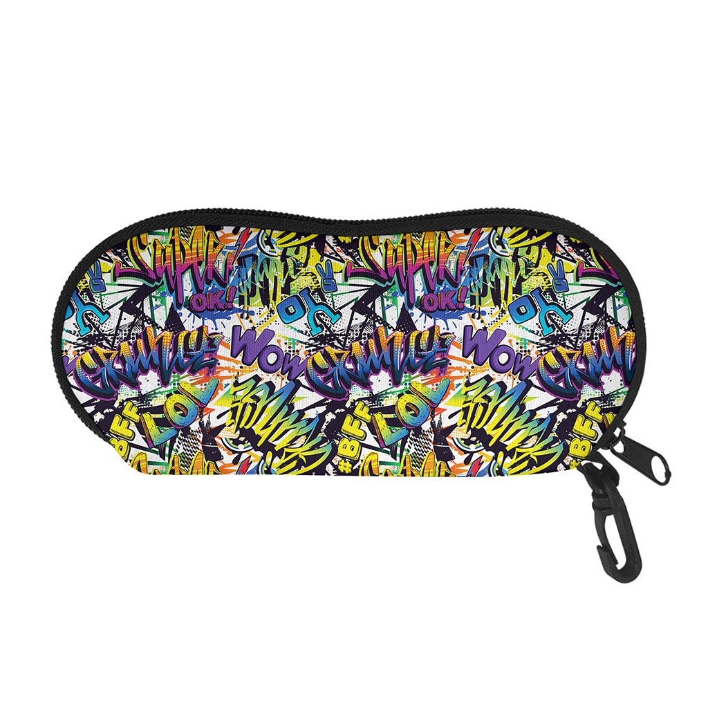 Graffiti Text Pattern Print Glasses Case