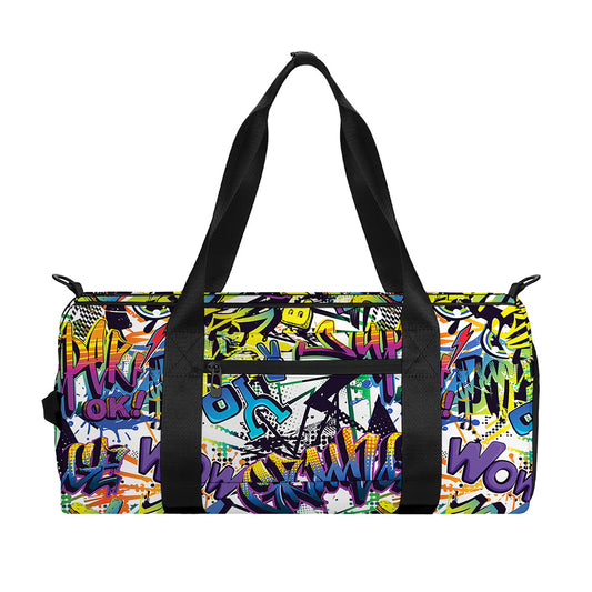 Graffiti Text Pattern Print Gym Bag