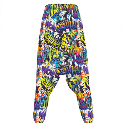 Graffiti Text Pattern Print Hammer Pants