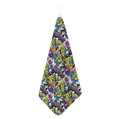 Graffiti Text Pattern Print Hand Towel