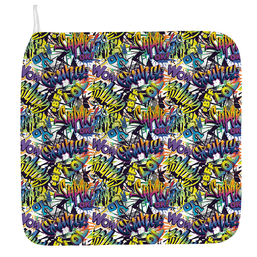 Graffiti Text Pattern Print Hand Towel