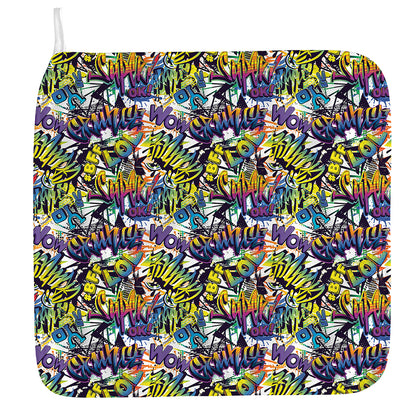 Graffiti Text Pattern Print Hand Towel