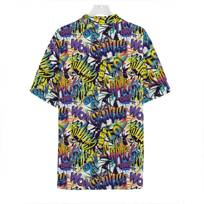Graffiti Text Pattern Print Hawaiian Shirt