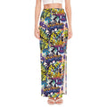 Graffiti Text Pattern Print High Slit Maxi Skirt