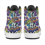 Graffiti Text Pattern Print High Top Leather Sneakers
