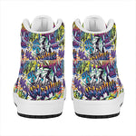 Graffiti Text Pattern Print High Top Leather Sneakers