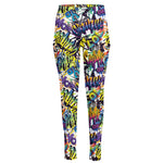 Graffiti Text Pattern Print High-Waisted Pocket Leggings