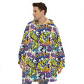 Graffiti Text Pattern Print Hoodie Blanket