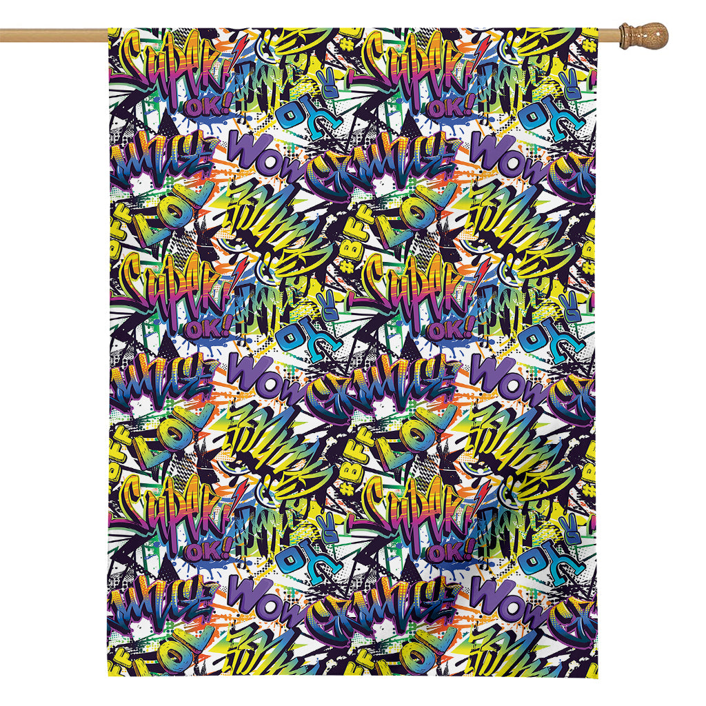 Graffiti Text Pattern Print House Flag