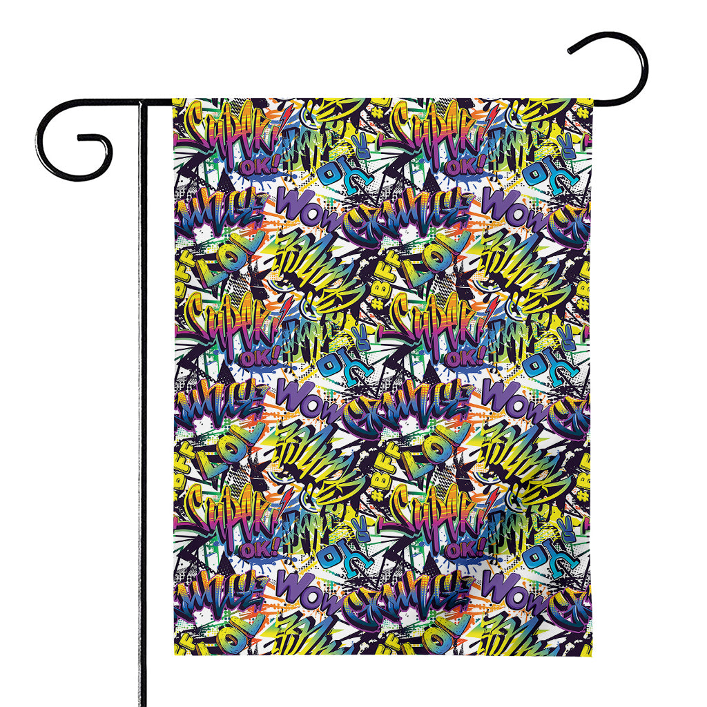 Graffiti Text Pattern Print House Flag