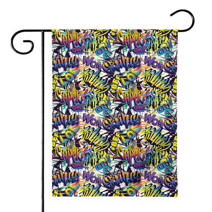Graffiti Text Pattern Print House Flag