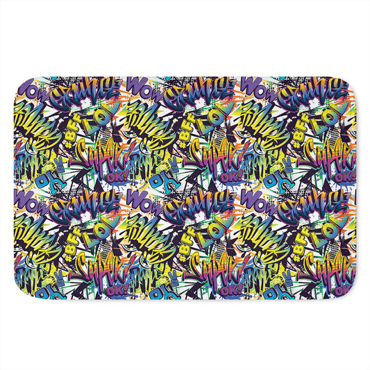 Graffiti Text Pattern Print Indoor Door Mat