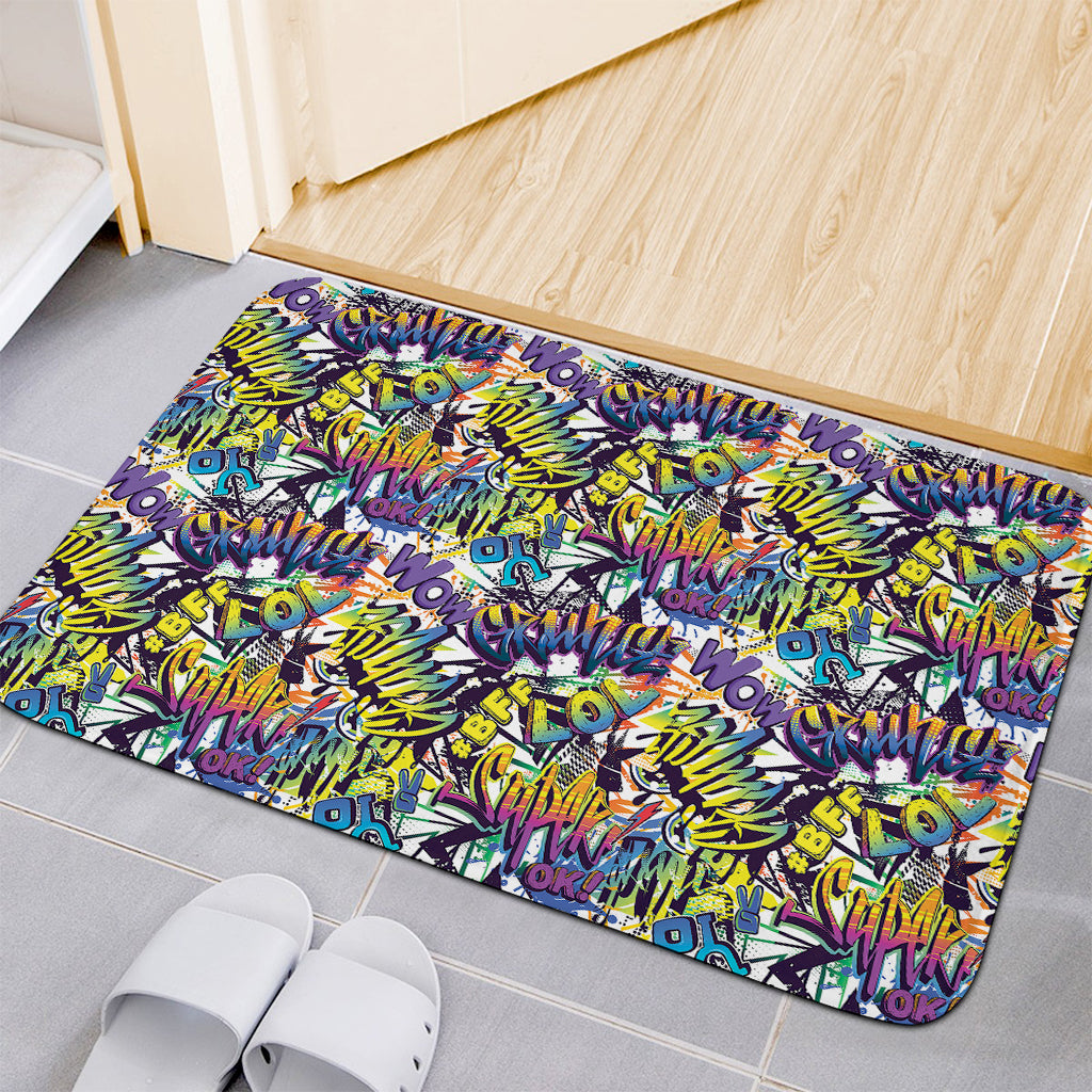 Graffiti Text Pattern Print Indoor Door Mat
