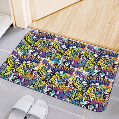 Graffiti Text Pattern Print Indoor Door Mat