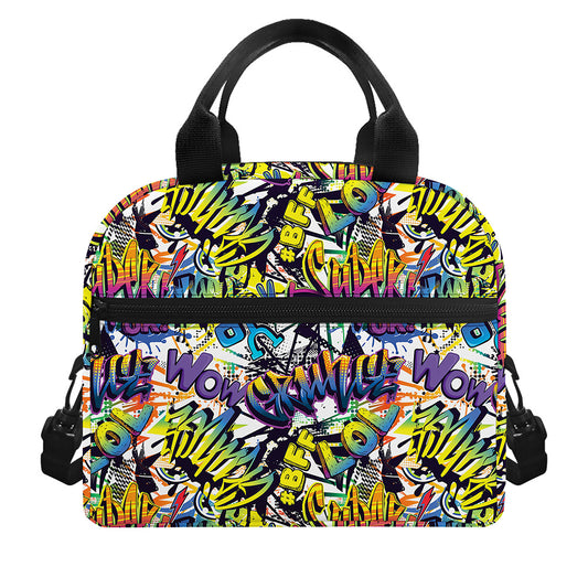 Graffiti Text Pattern Print Insulated Lunch Bag