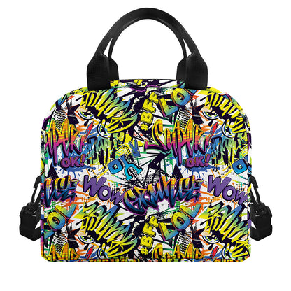 Graffiti Text Pattern Print Insulated Lunch Bag