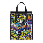 Graffiti Text Pattern Print Insulated Lunch Tote