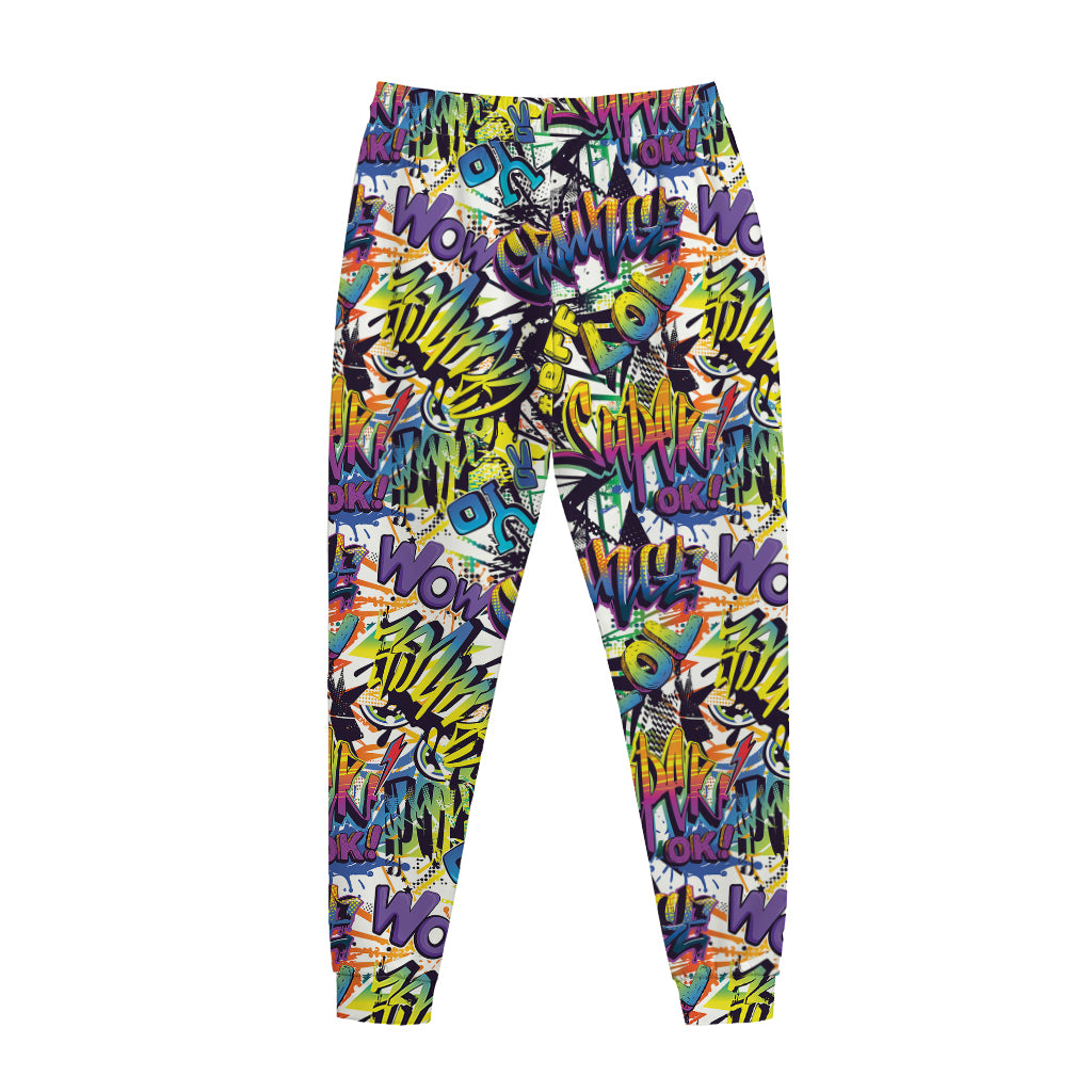 Graffiti Text Pattern Print Jogger Pants