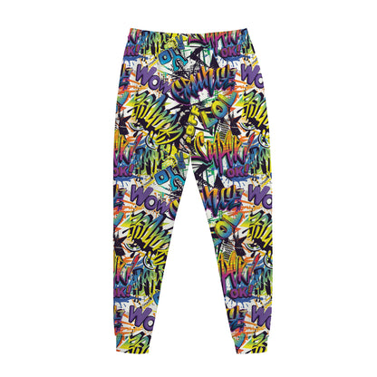Graffiti Text Pattern Print Jogger Pants