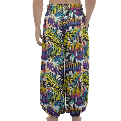 Graffiti Text Pattern Print Lantern Pants