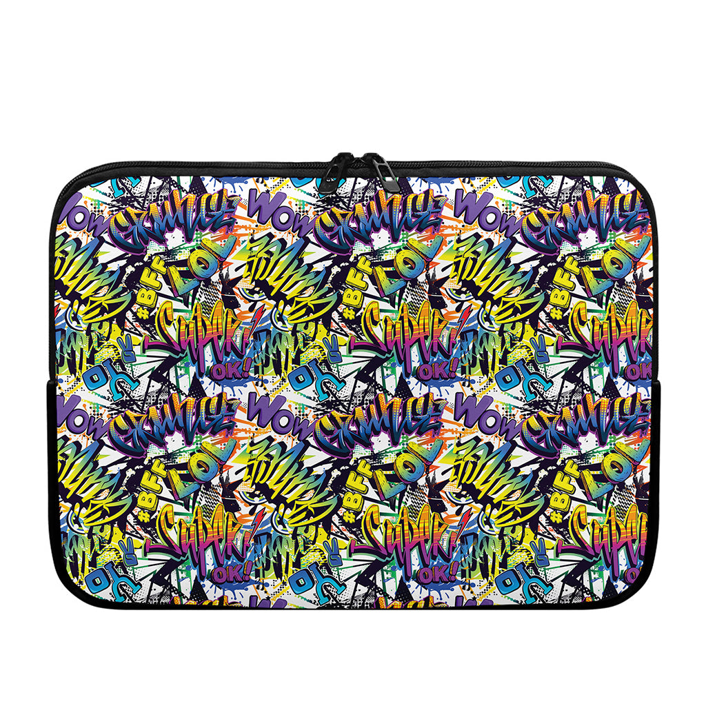 Graffiti Text Pattern Print Laptop Sleeve