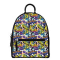 Graffiti Text Pattern Print Leather Backpack