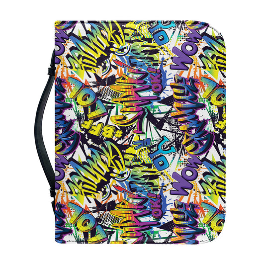 Graffiti Text Pattern Print Leather Bible Cover