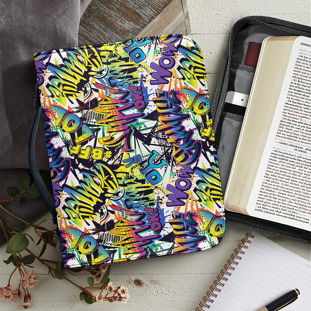 Graffiti Text Pattern Print Leather Bible Cover