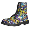 Graffiti Text Pattern Print Lace-Up Boots