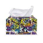 Graffiti Text Pattern Print Leather Tissue Box Cover