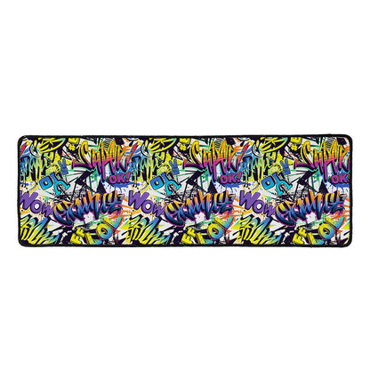 Graffiti Text Pattern Print Long Kitchen Mat