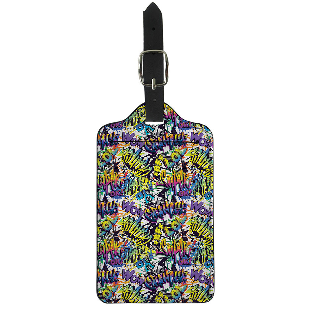 Graffiti Text Pattern Print Luggage Tag