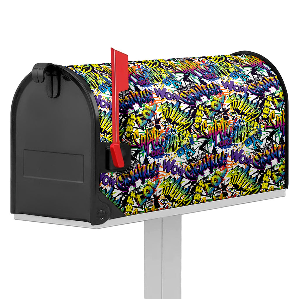 Graffiti Text Pattern Print Mailbox Cover