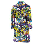 Graffiti Text Pattern Print Men's Bathrobe