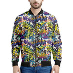 Graffiti Text Pattern Print Men's Bomber Jacket