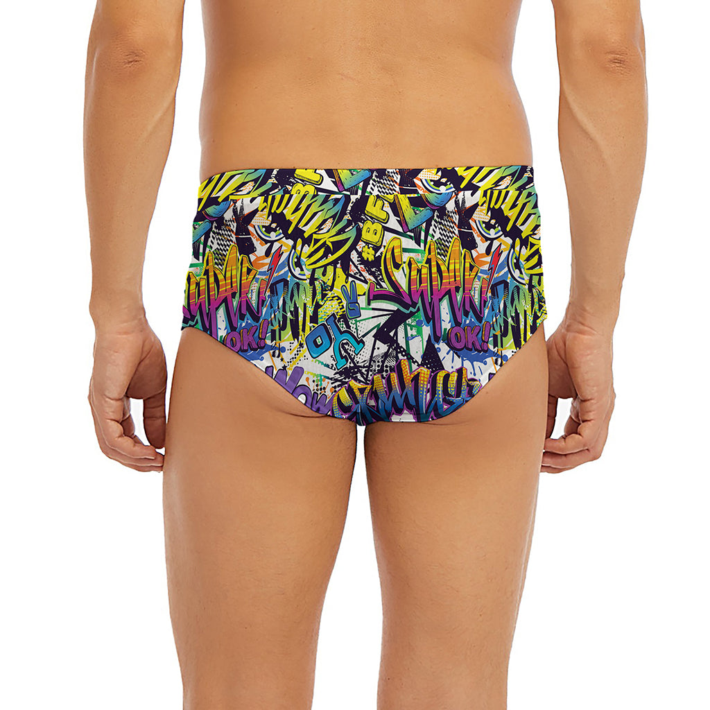 Graffiti Text Pattern Print Men's Briefs